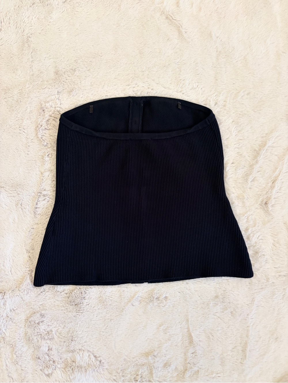 Abercrombie & Fitch Black Ribbed Button Front Strapless Knit Tube Top Size M - Picture 9 of 10